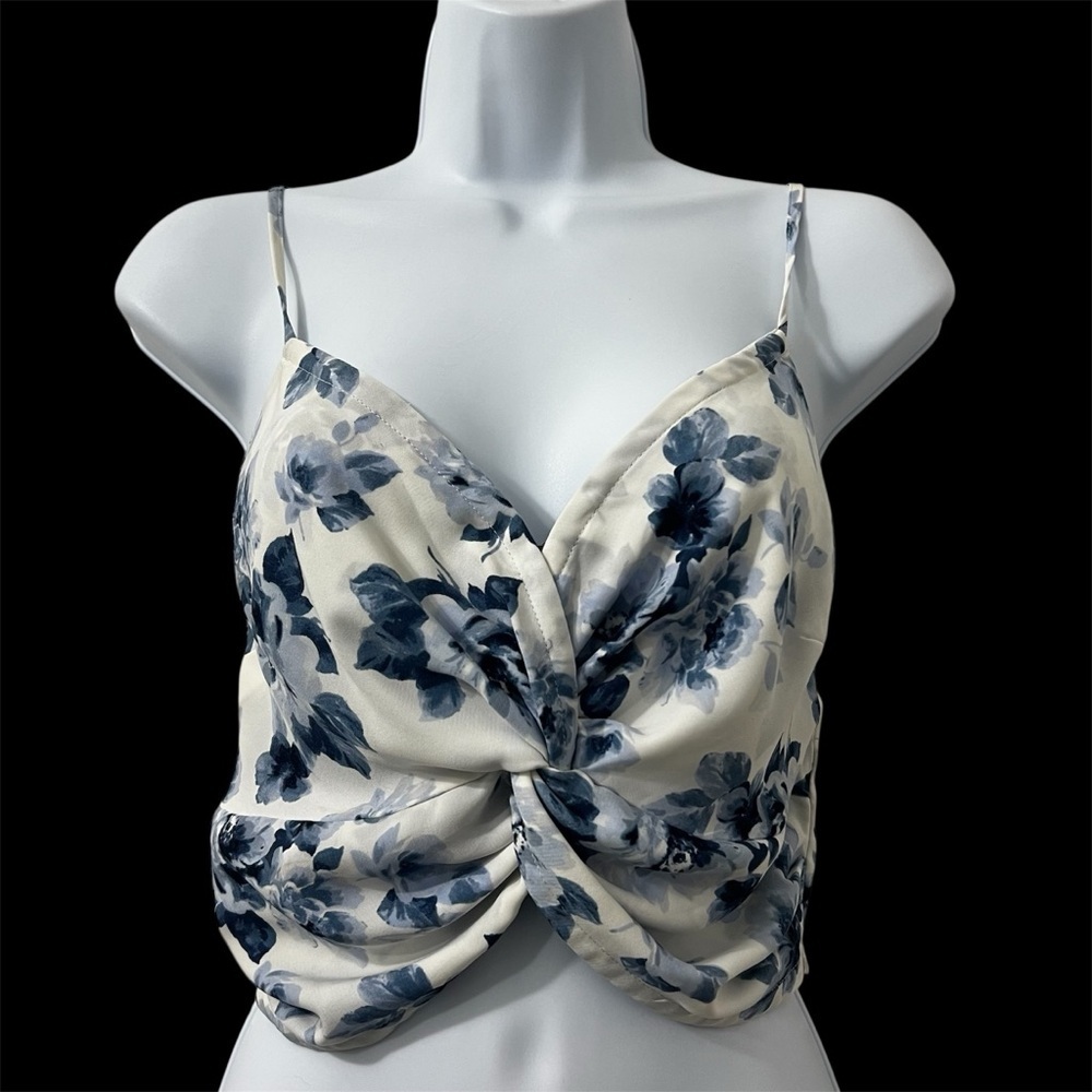 Abercrombie & Fitch Women's S Floral Smocked Knot Crop Top Y2K Feminine Boho